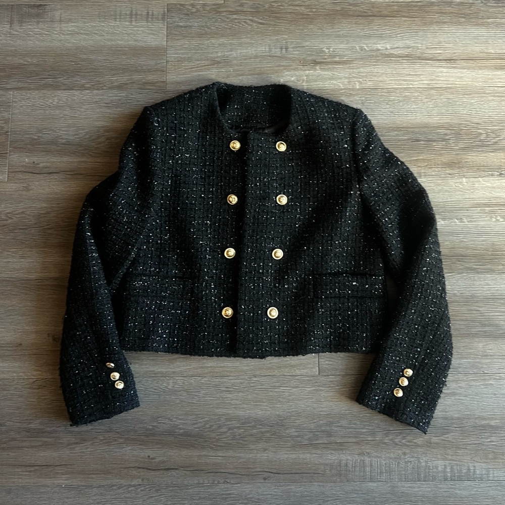Elegant Black Double-Breasted Women's Jacket Blazer
